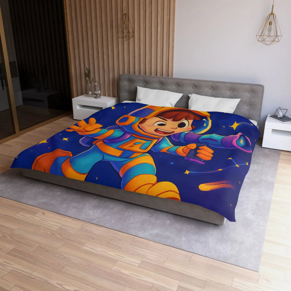 Housse de couette enfant thème astronaute espace avec planètes et constellations joyeuses