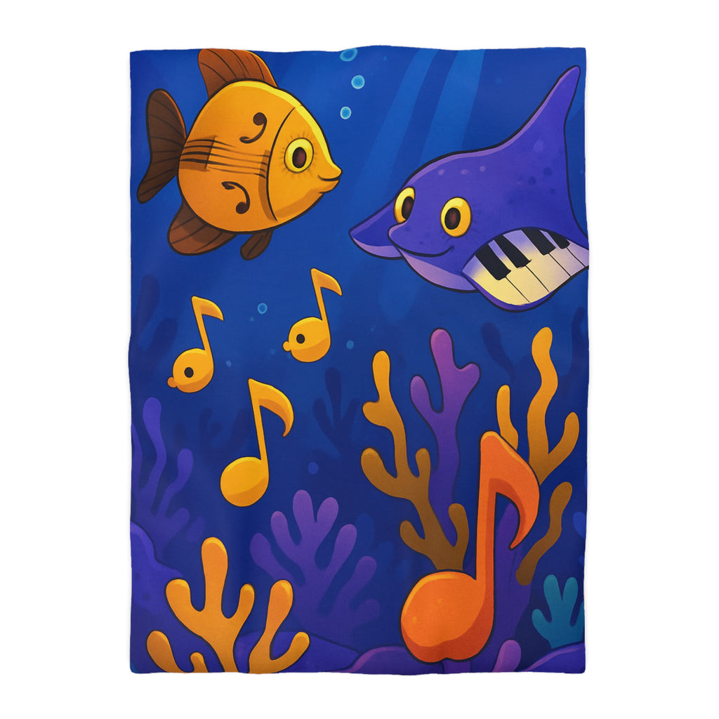 Housse de couette sous-marine colorée avec poissons et touches de musique océanique