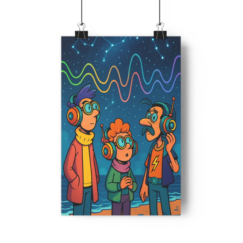 Poster décoratif cartoon couleurs vives mystique scifi salon chambre ado plage ciel étoilé qualité