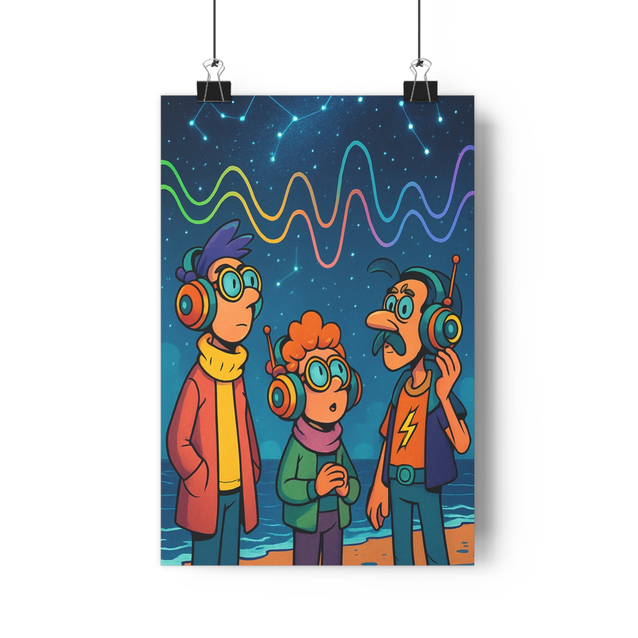 Poster décoratif cartoon couleurs vives mystique scifi salon chambre ado plage ciel étoilé qualité