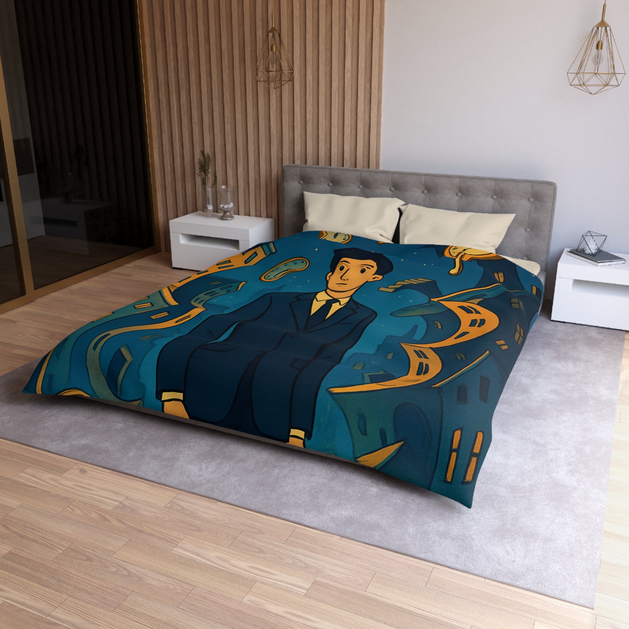 Housse de Couette Microfibre Motif Créatif Original Style Contemporain Chambre Élégante