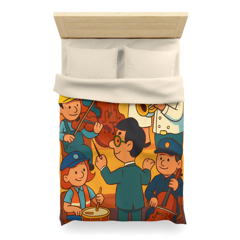 Housse de couette colorée avec illustrations de musiciens habillés en différentes professions