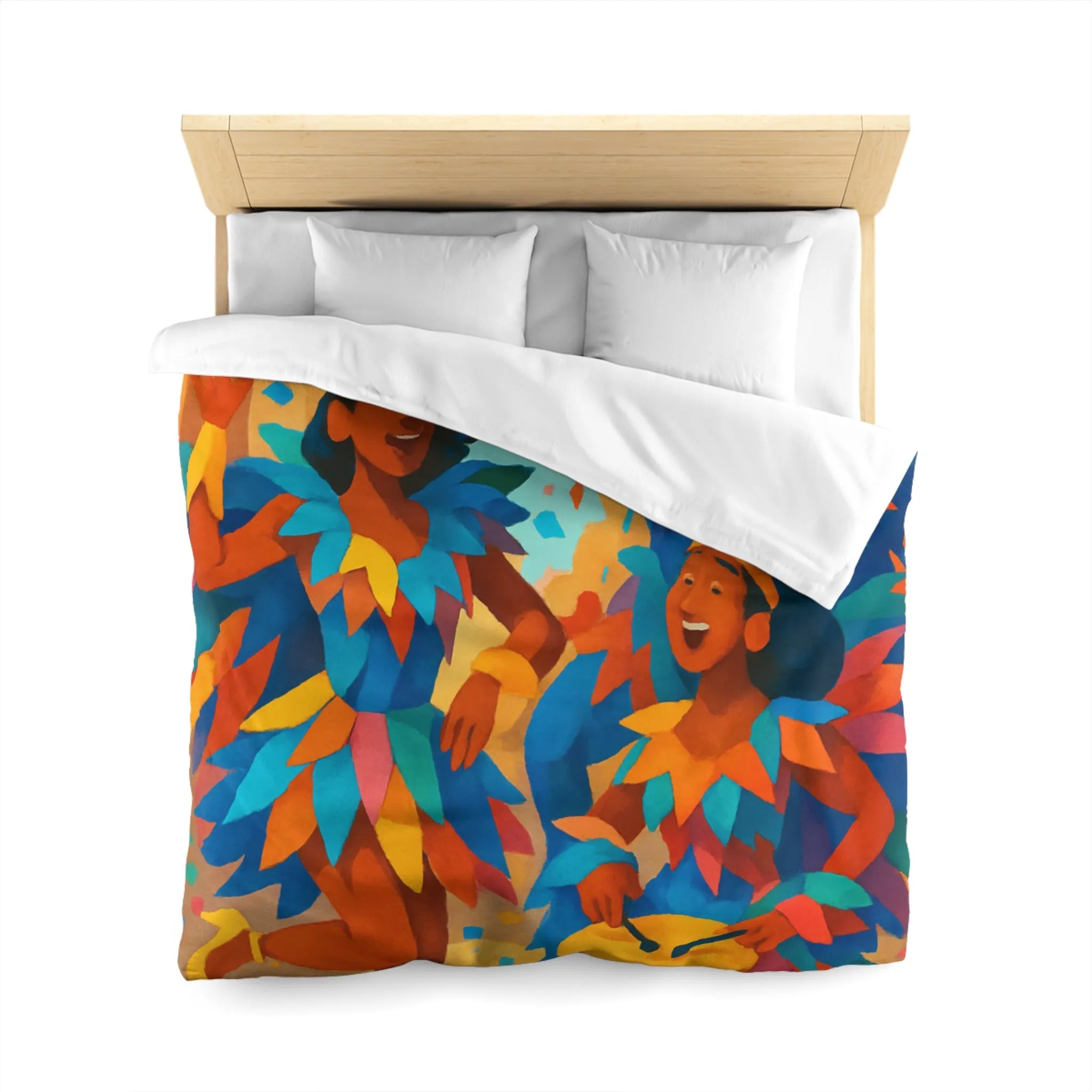 Housse de couette carnaval vibrante avec danseurs multicolores et ambiance festive éclatante