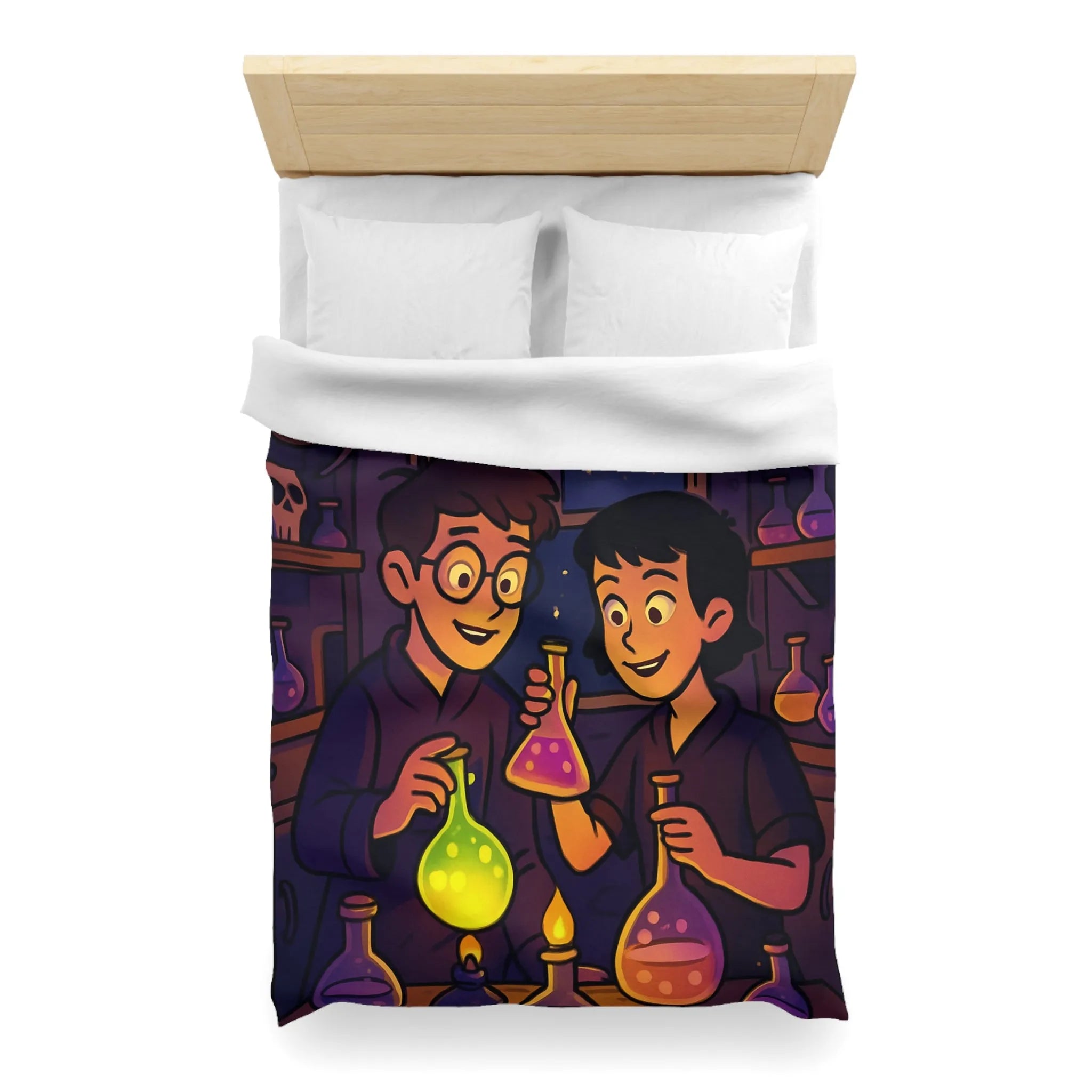 Housse de couette au design magique avec apprentis chimistes et alchimie nocturne féérique