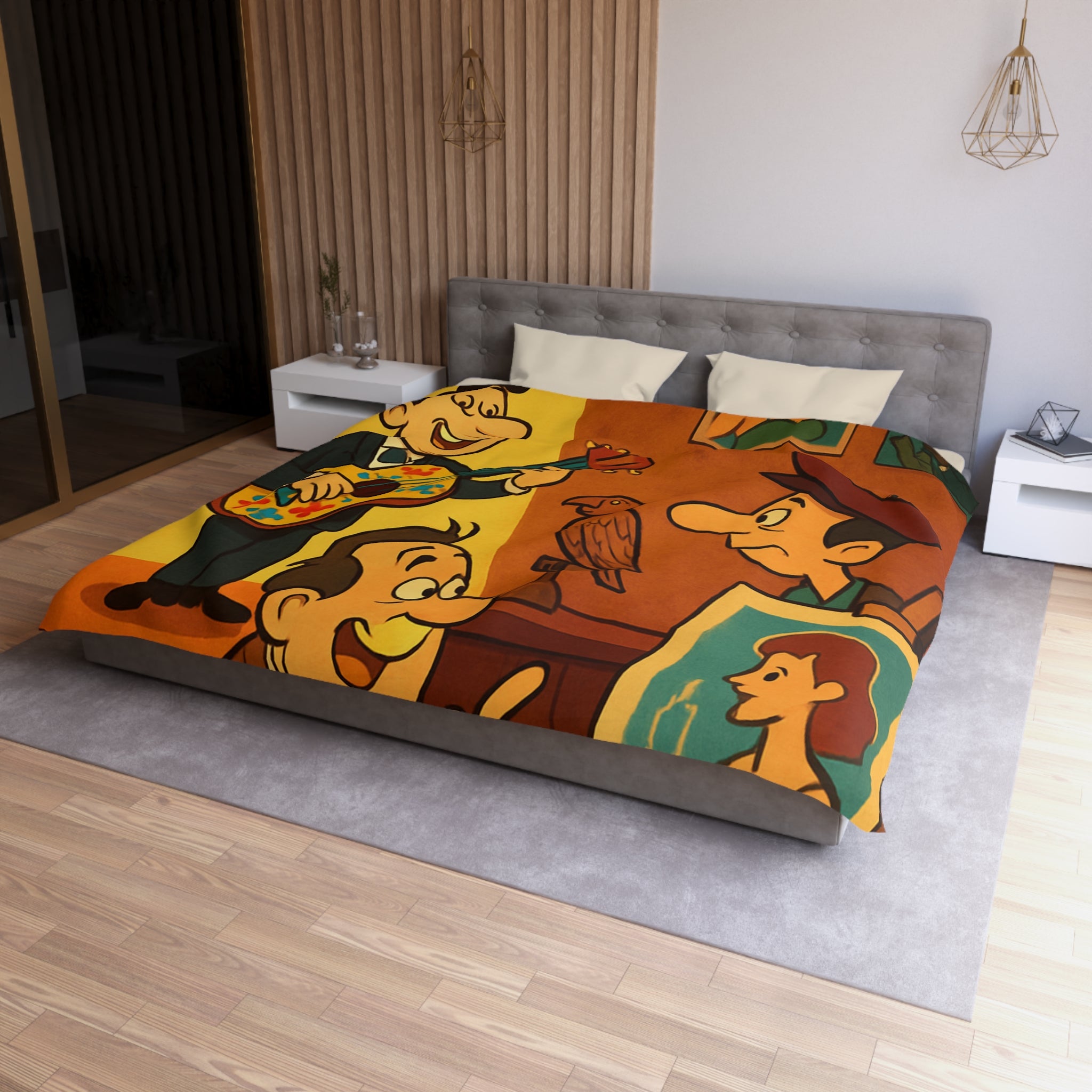 Housse de Couette Microfibre Illustration Unique Design Moderne Décoration Intérieure Raffinée