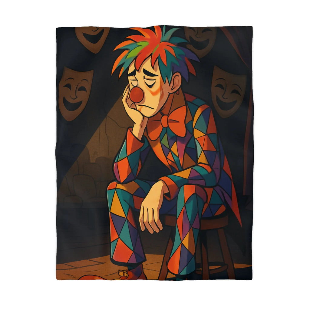 Housse de couette clown triste aux motifs colorés pour chambre unique et artistique