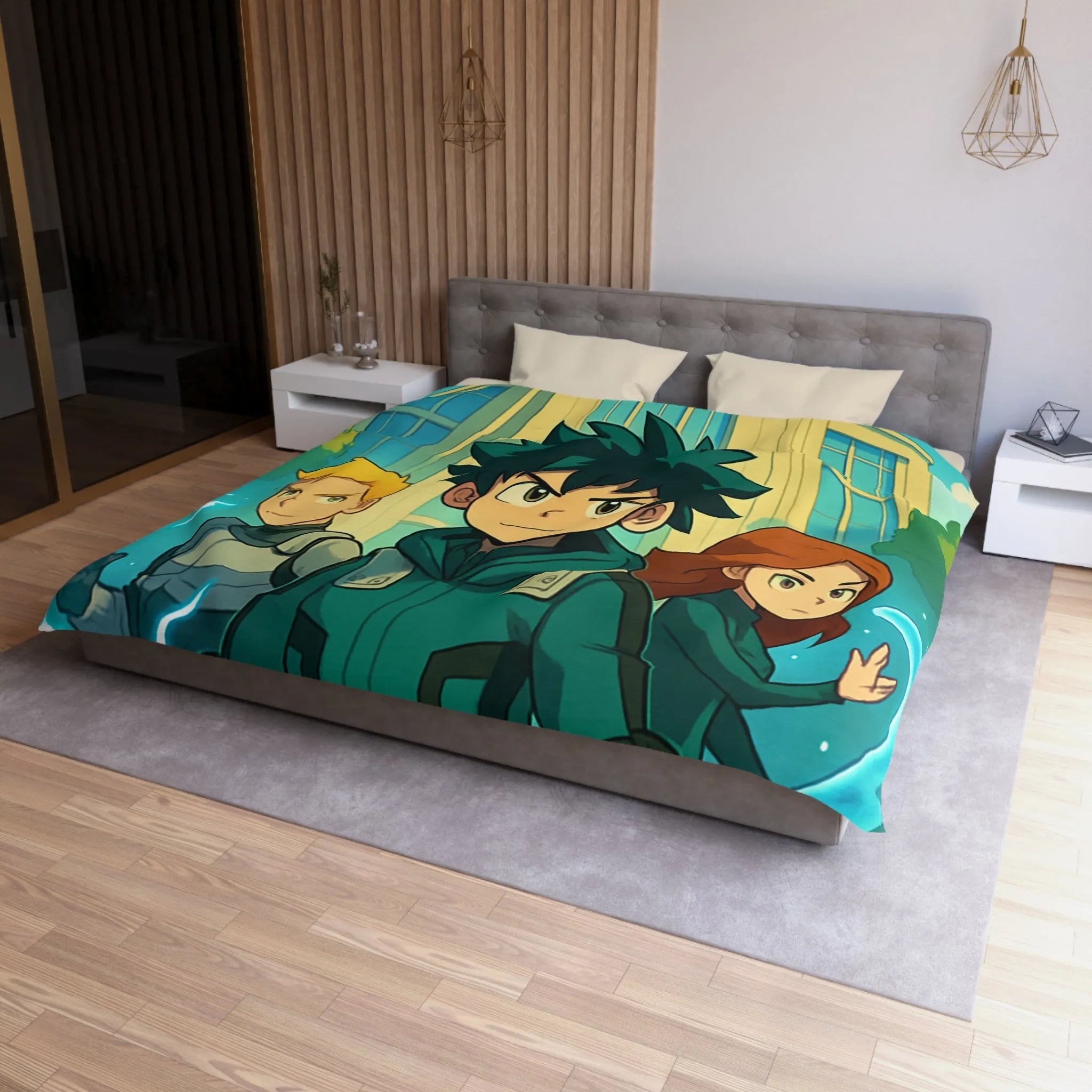 Housse de Couette Microfibre Art Graphique Contemporain Style Décoratif Chambre Tendance