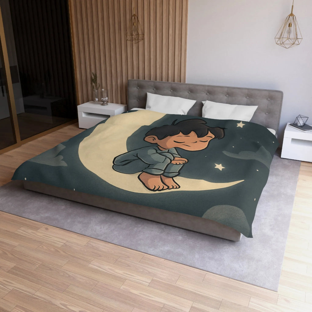 Enchantez les rêves de votre enfant avec cette housse de couette lune étoilée