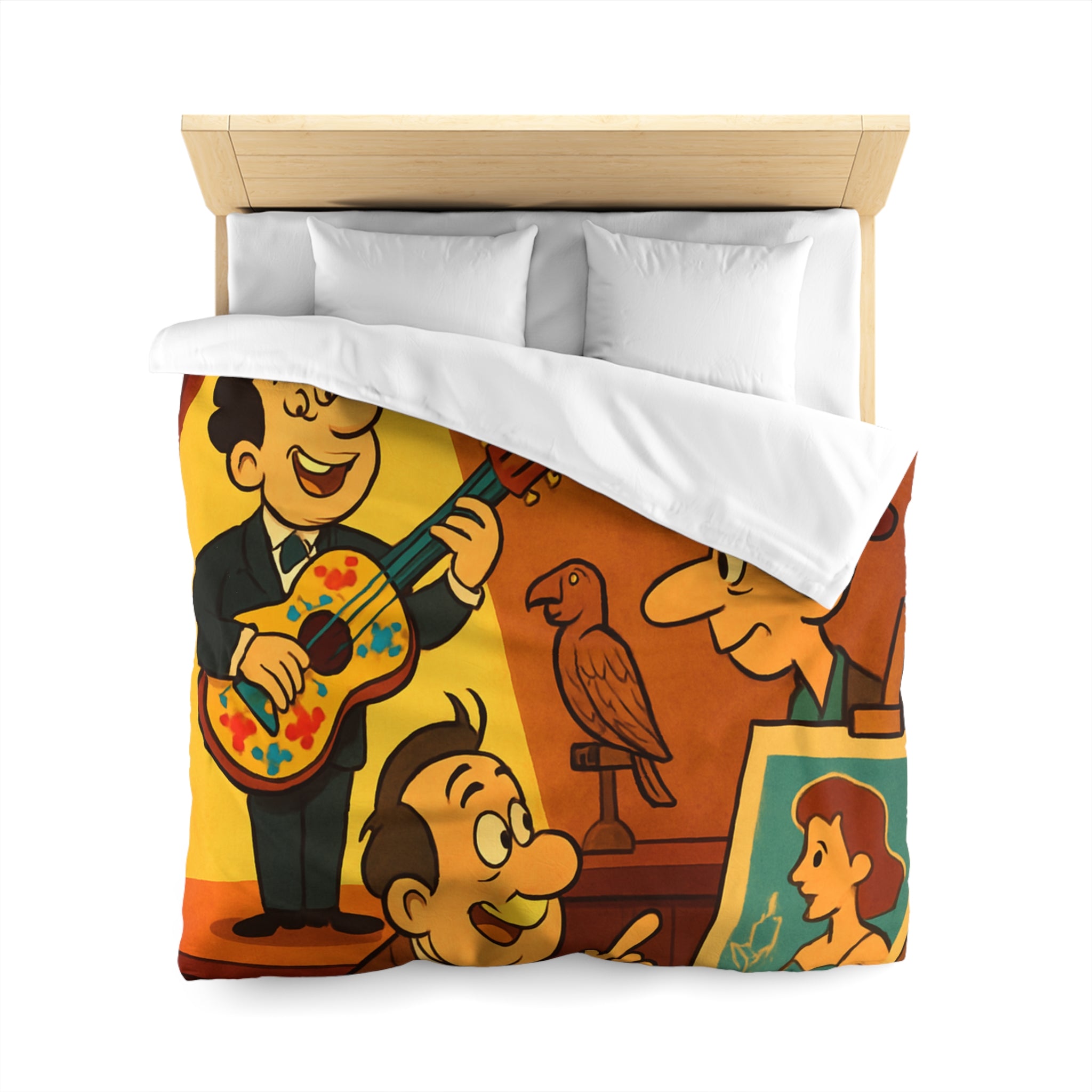 Housse de Couette Microfibre Illustration Unique Design Moderne Décoration Intérieure Raffinée