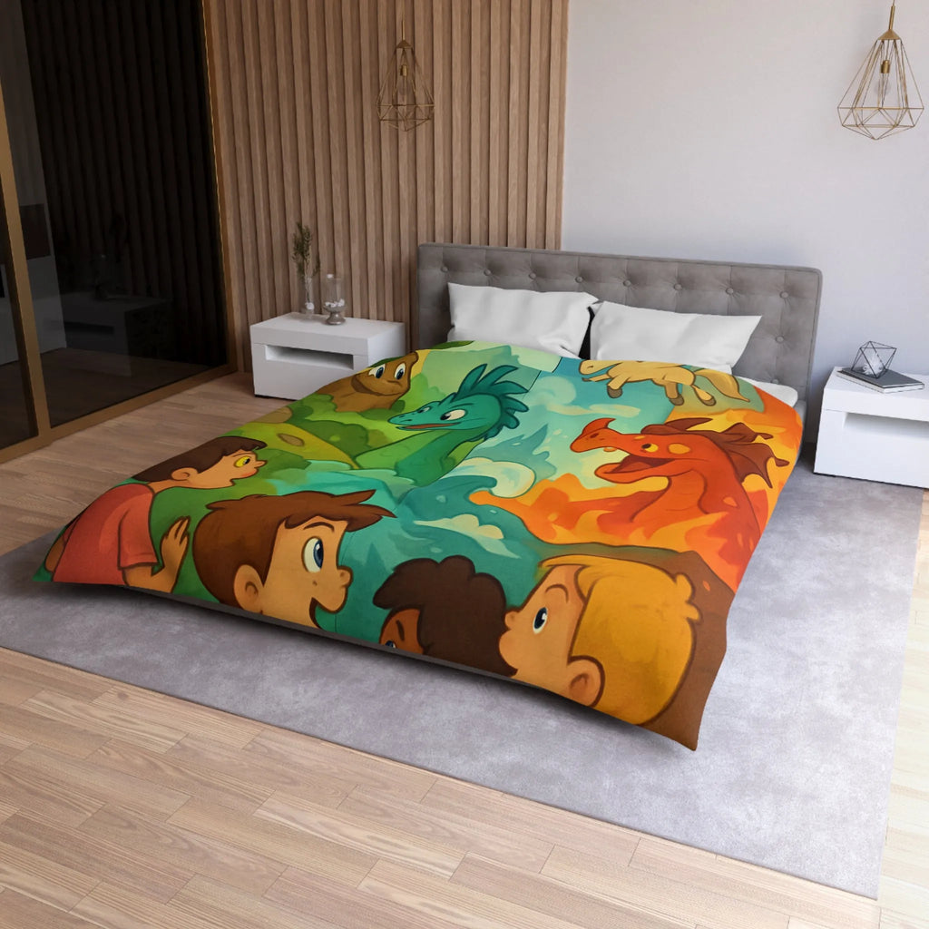 Housse de Couette Enfant Dragon Pegasus Forêt Féerie Animé Décor Magique Nature