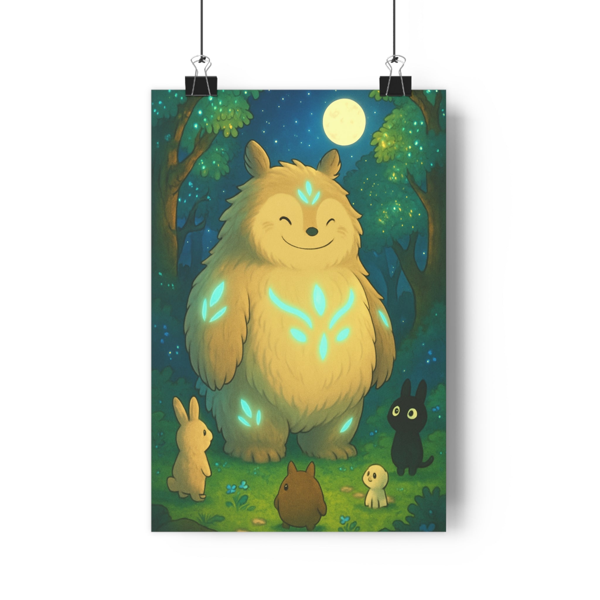 Poster décoratif créature lumineuse anime doux naturel magique enfant chambre détente 30x46 cm qualité