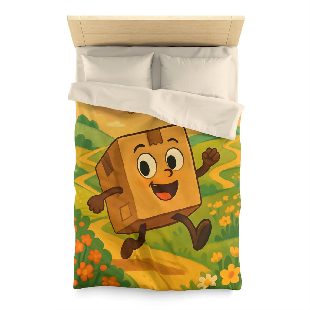 Housse de couette joyeuse avec paysage printanier et boîte sautillante amicale