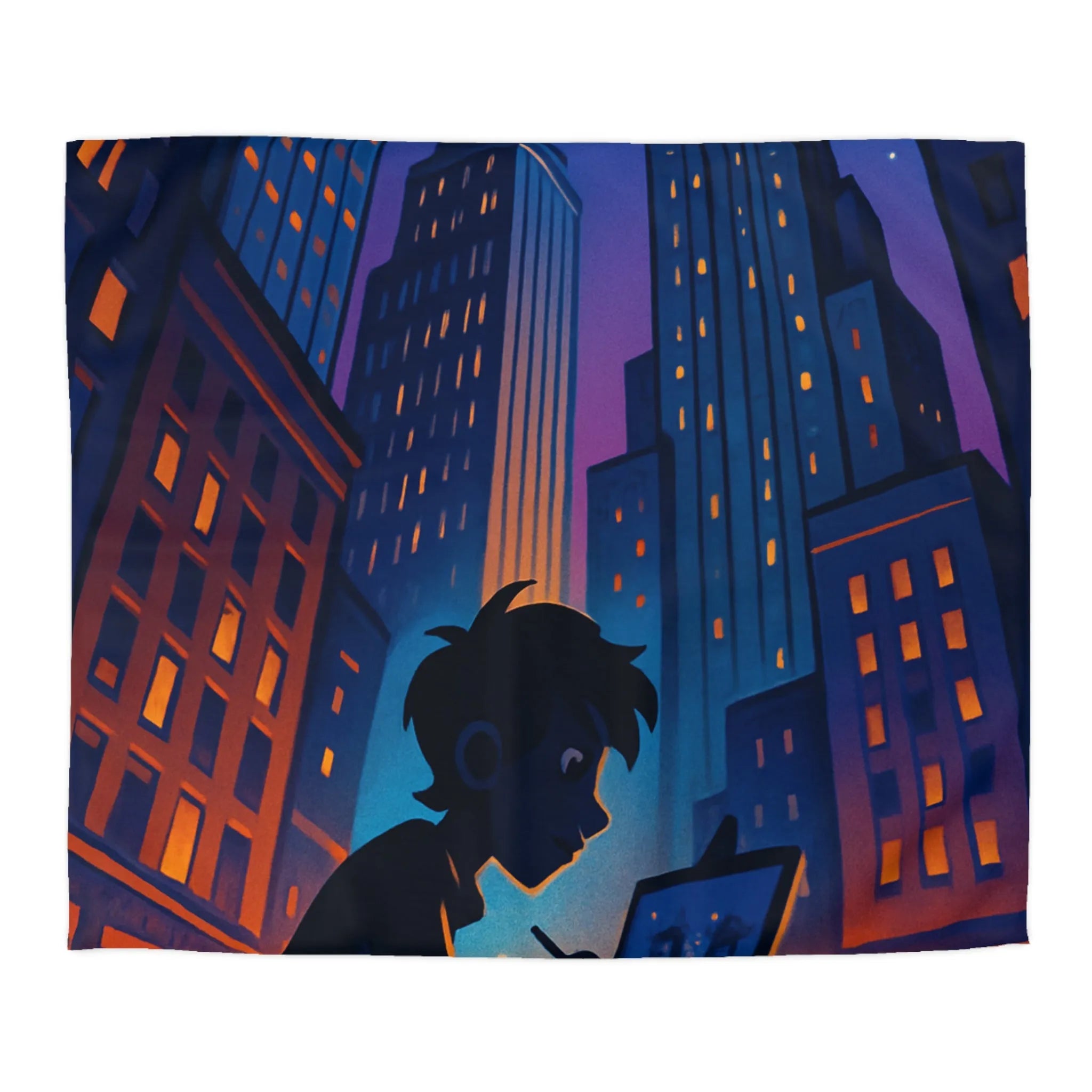 Housse de Couette Design Urbain Artiste Peintre Nuit Étoilée pour Chambre Moderne