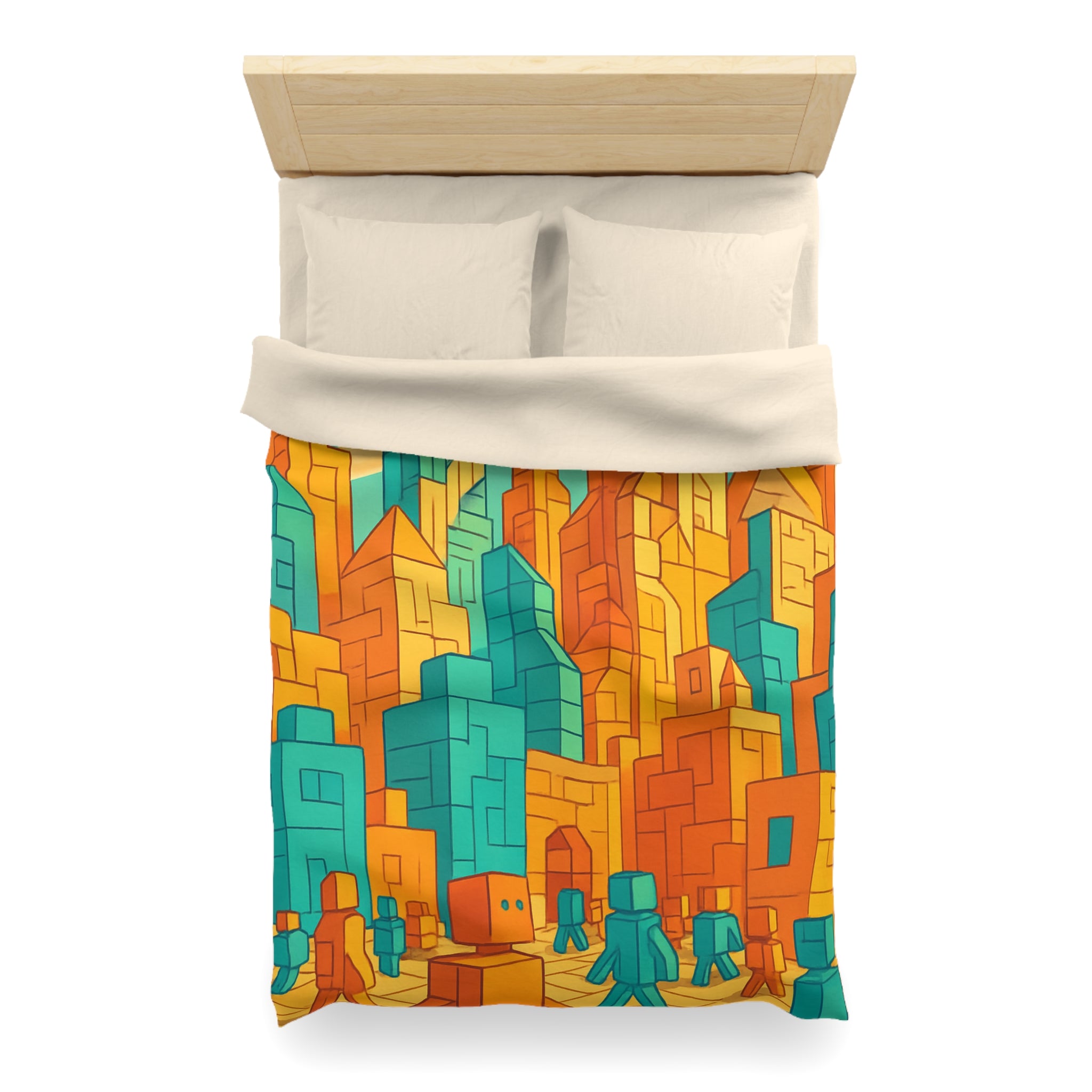 Housse de Couette Microfibre Design Artistique Moderne Décoration Chambre Confort Premium