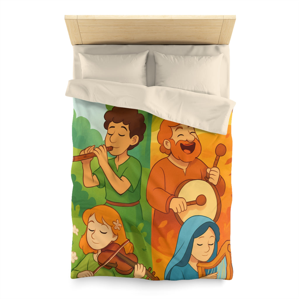 Housse de Couette Musique des Quatre Saisons Harpe Violon Tambour Flûte Enchanteur