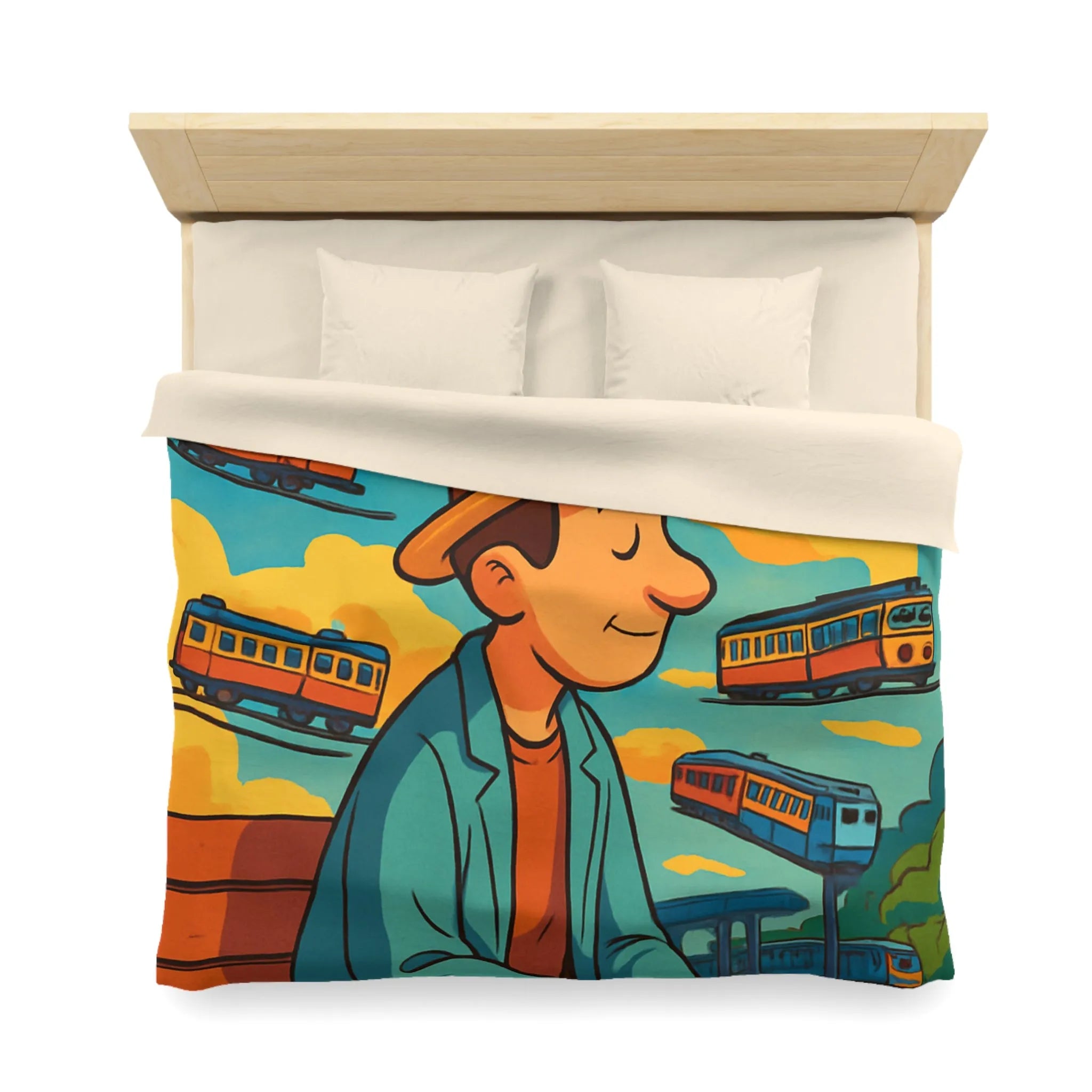 Housse de Couette Microfibre Art Graphique Contemporain Style Décoratif Chambre Tendance