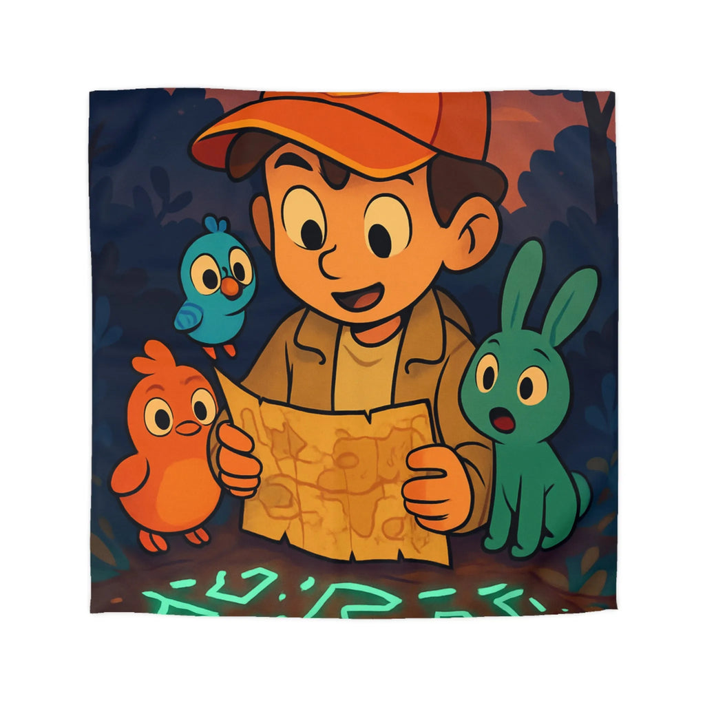 Housse de Couette Enfantine avec Animaux et Carte Lumineuse dans Forêt Mystérieuse