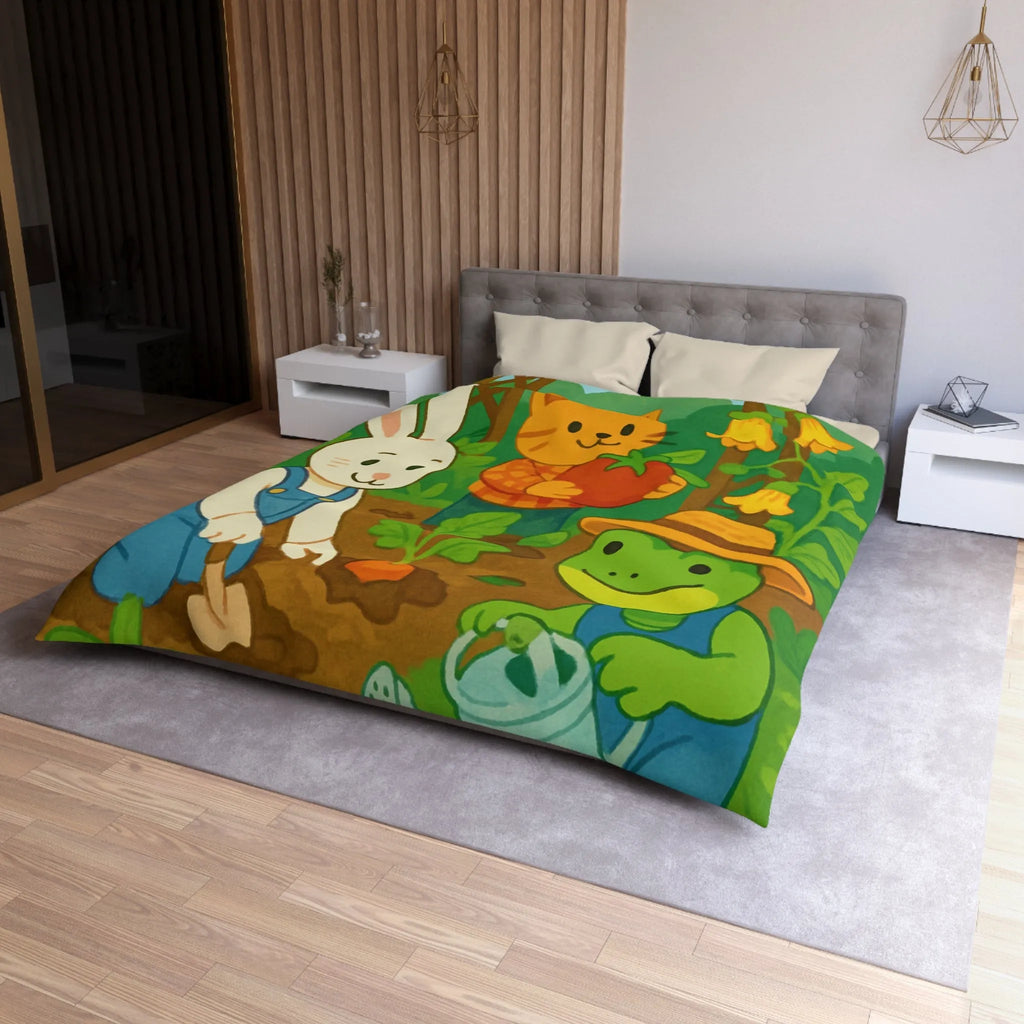 Housse de couette enfant avec animaux adorables jardiniers pour chambre thématique colorée