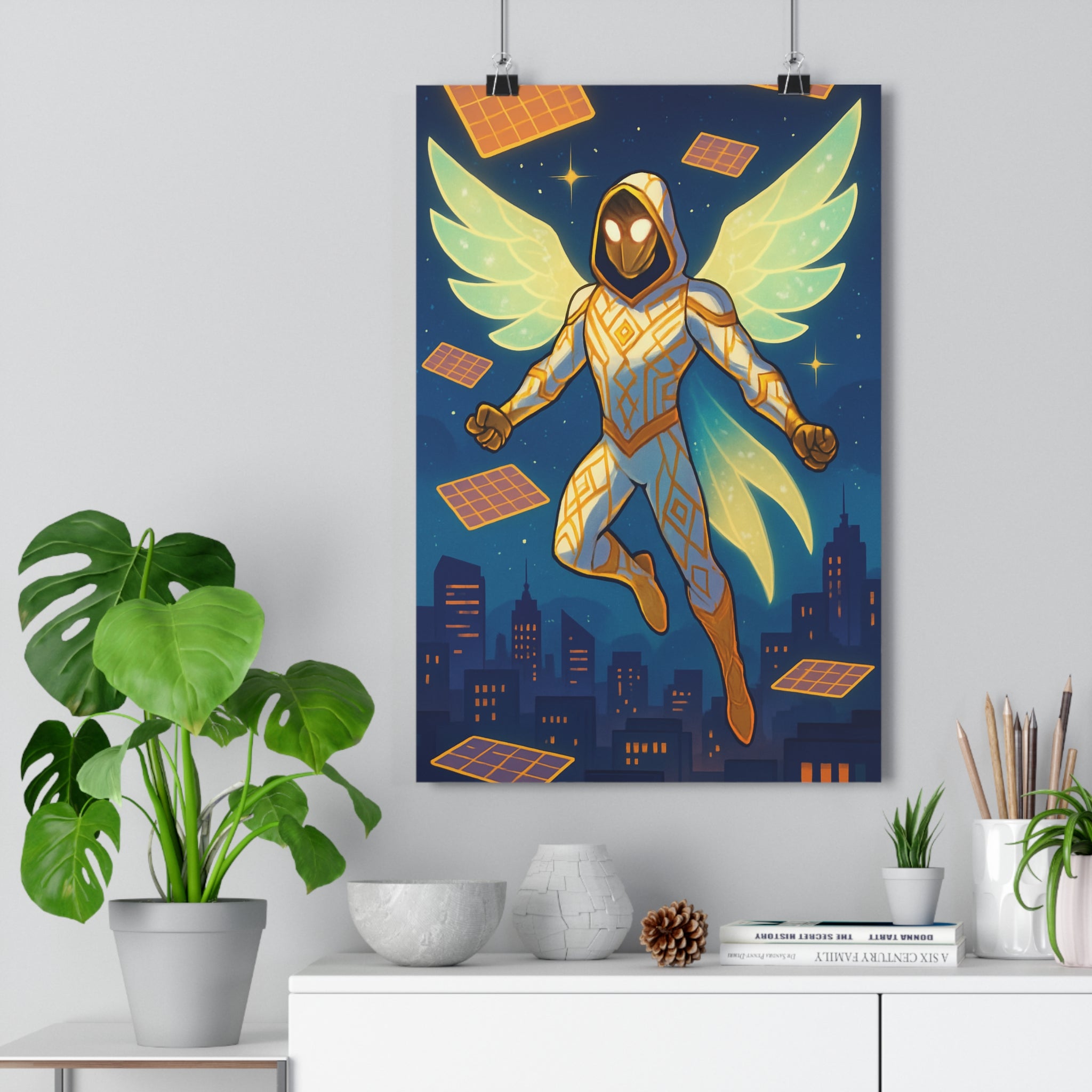 Poster décoratif lumineux héros moderne chambre bureau dynamique éclatant futuriste ciel étoilé 30x46cm qualité