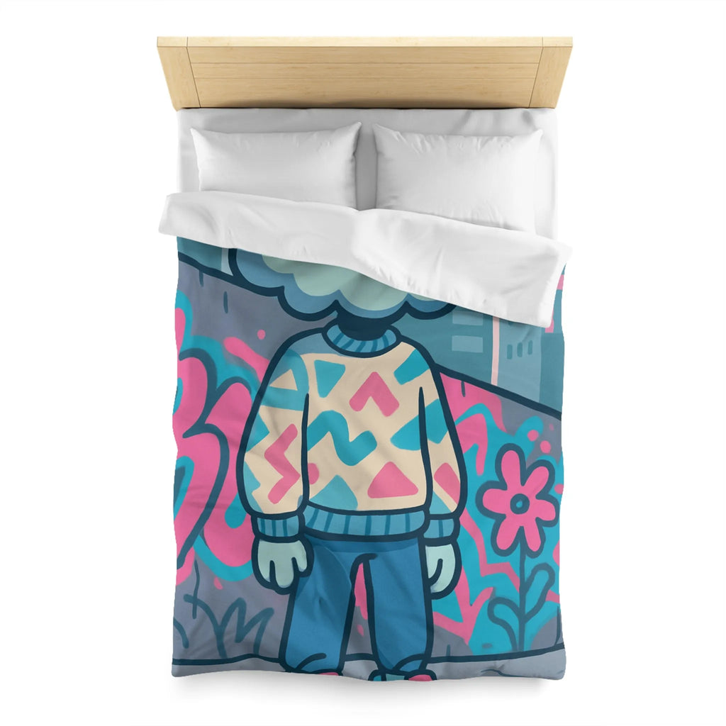 Housse de Couette Design Nuage et Street Art pour Chambre Fun et Colorée