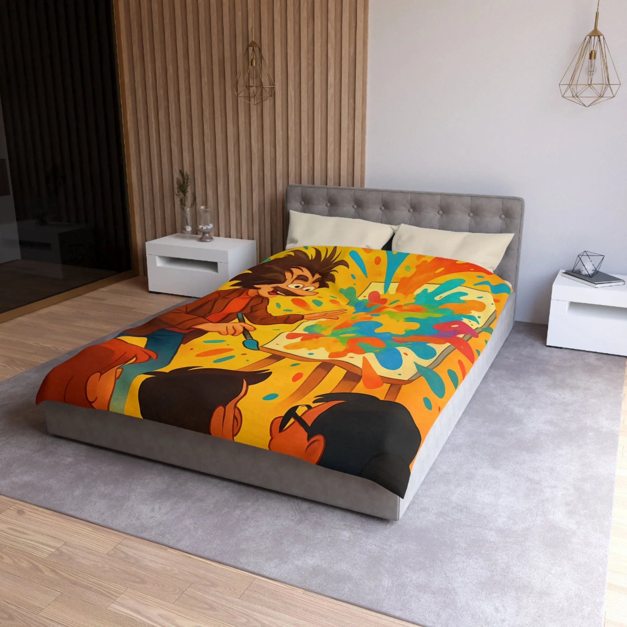 Housse de couette inspirée d'artiste créatif avec explosion de couleurs vibrantes et joyeuses