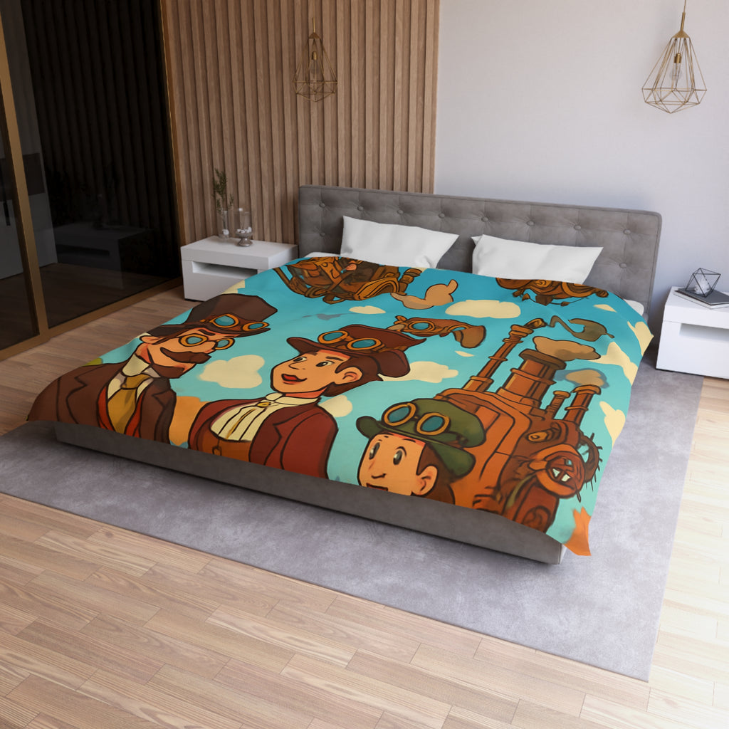 Housse de couette style rétro avec motifs steampunk et engins volants artistiques