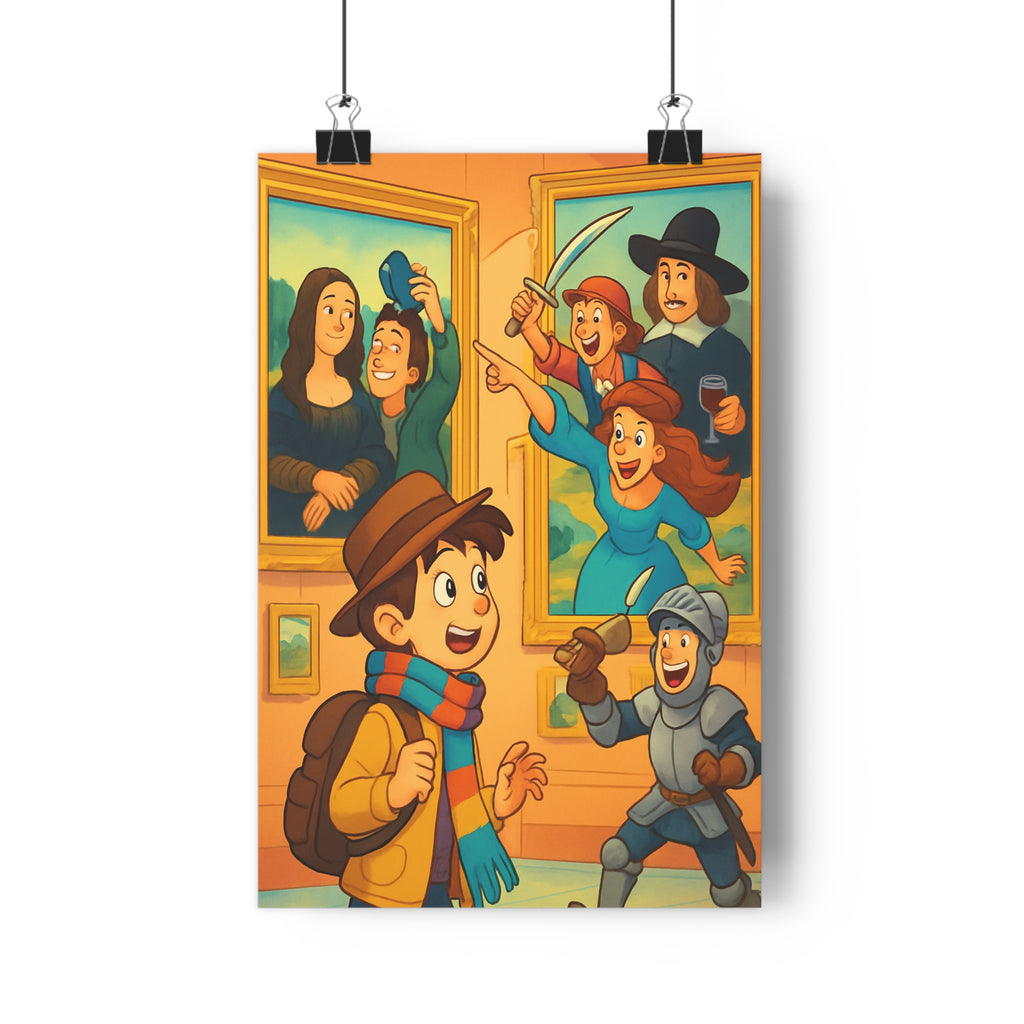 Poster décoratif audacieux enfant coloré aventure chevalier historique musée graphique coloré chambre joyeuse qualité