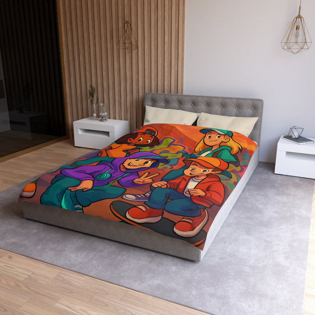 Housse de Couette Microfibre Illustration Unique Design Moderne Décoration Intérieure Raffinée