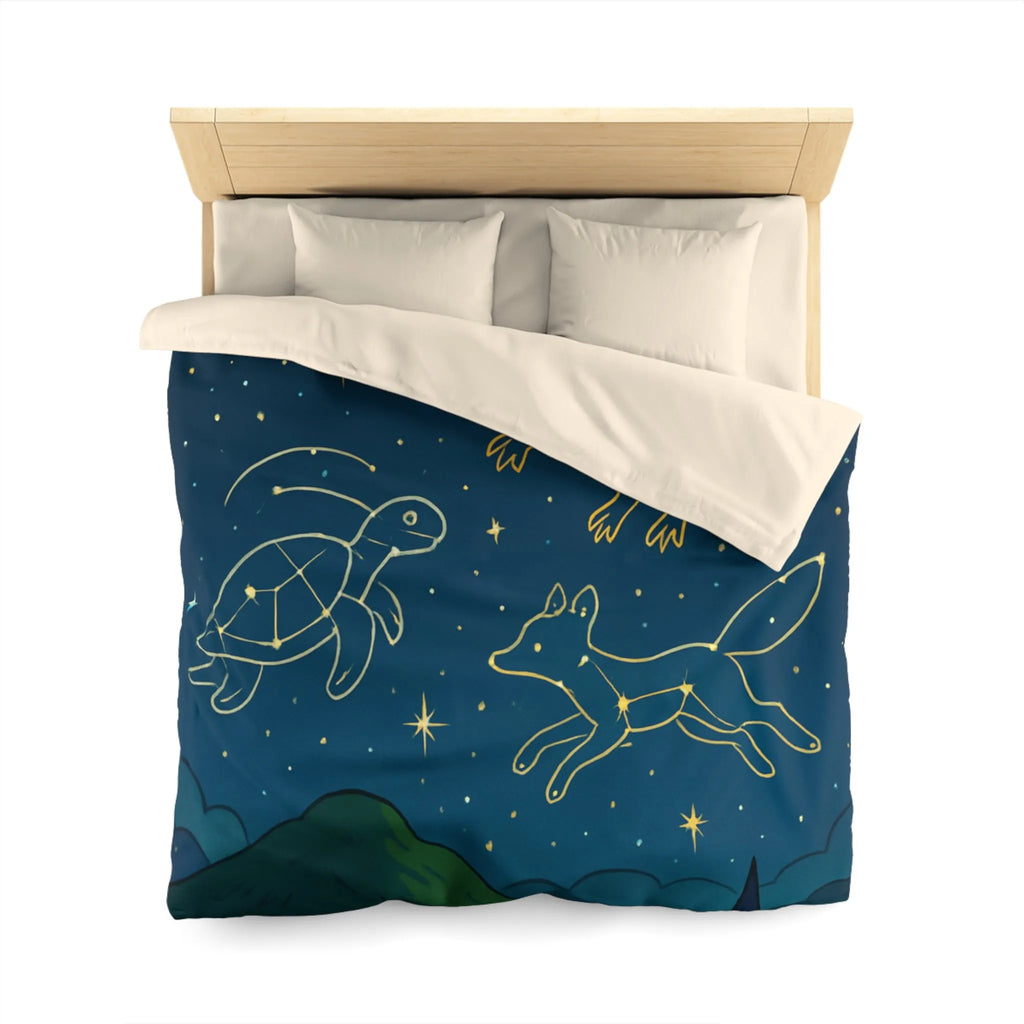 Housse De Couette Avec Constellations Animales Magiques Dans Un Ciel Nocturne Étoilé Enchanteur