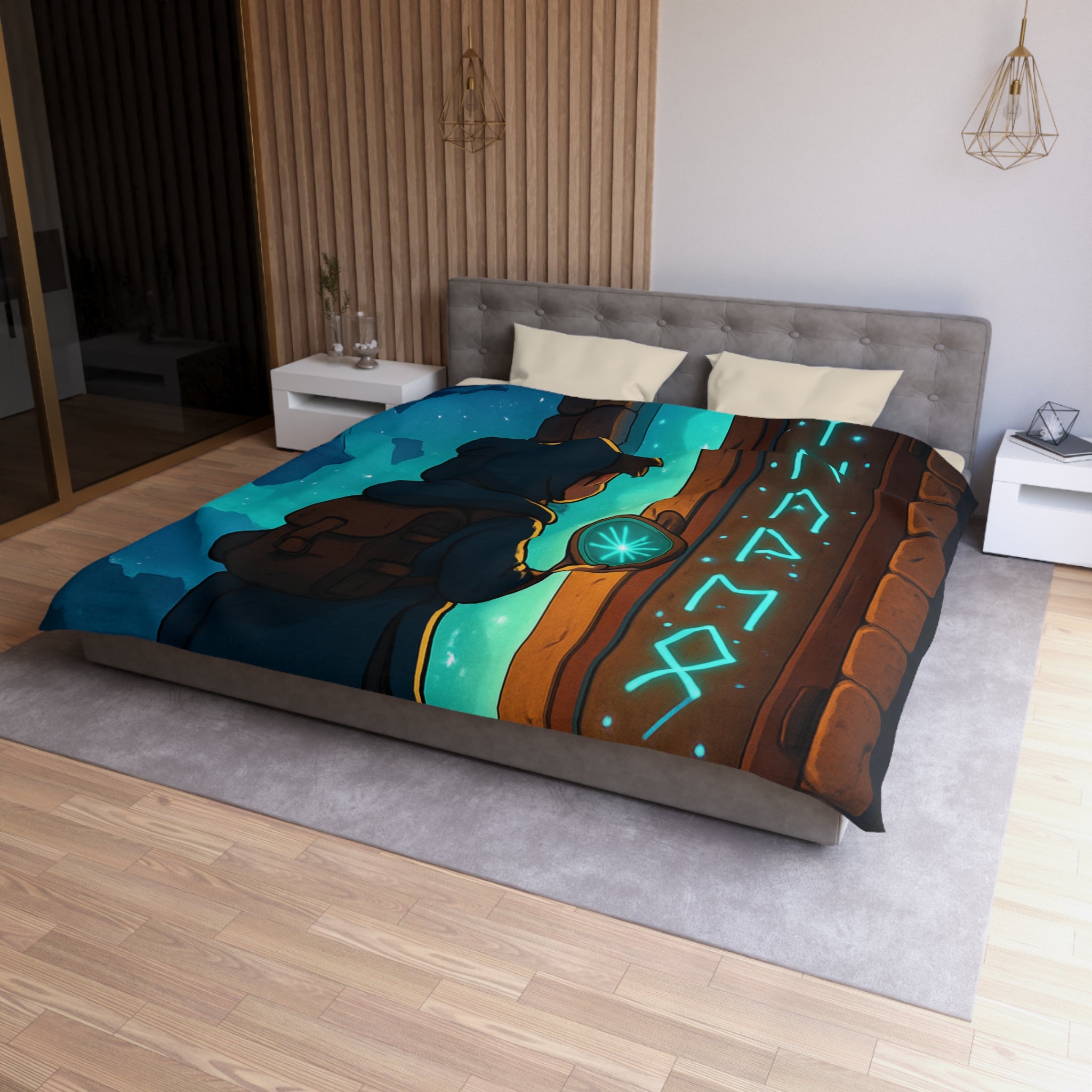 Housse de Couette Microfibre Illustration Unique Design Moderne Décoration Intérieure Raffinée