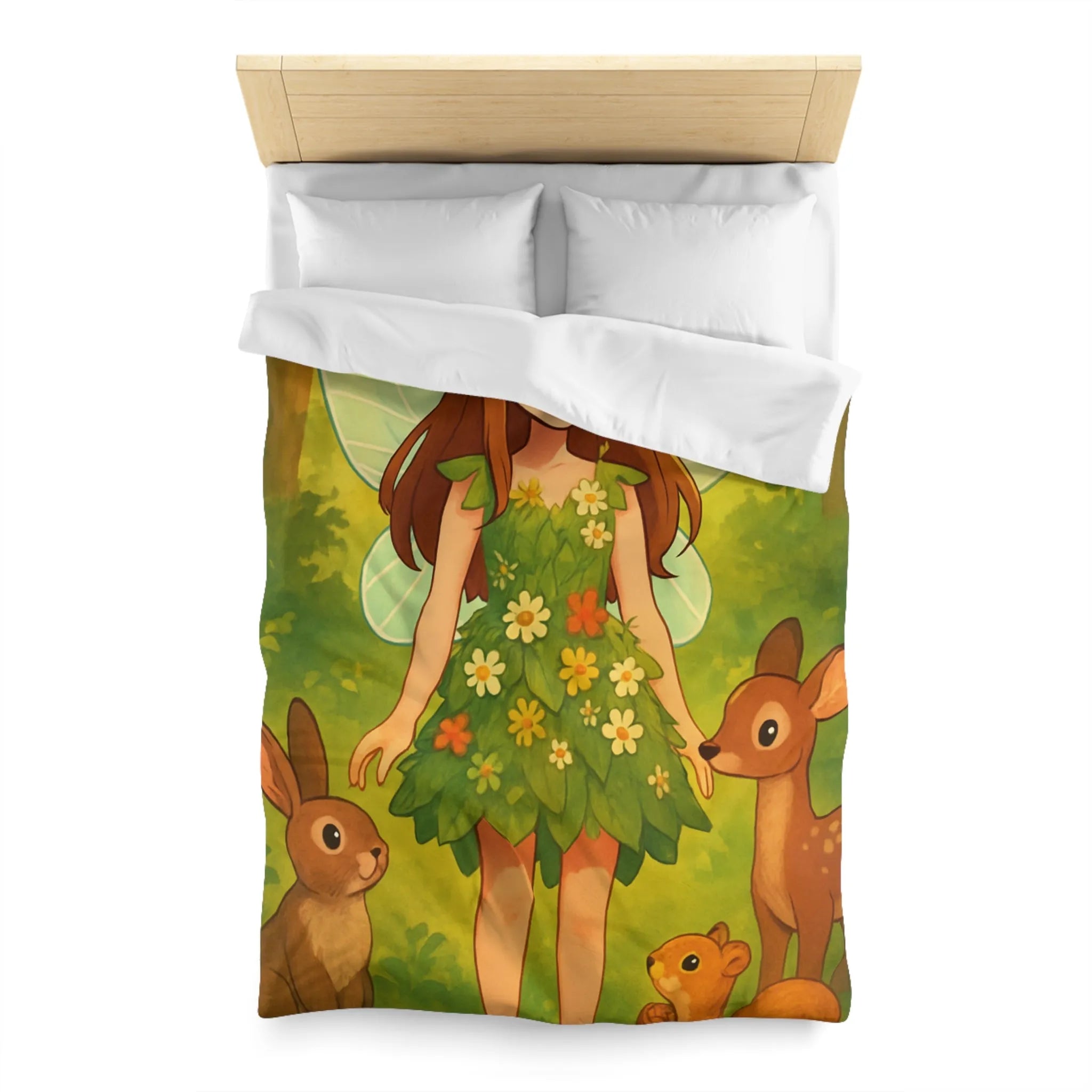 Housse de couette féerique avec fée et animaux de la forêt pour enfants