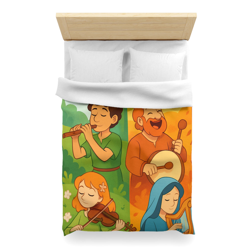 Housse de Couette Musique des Quatre Saisons Harpe Violon Tambour Flûte Enchanteur