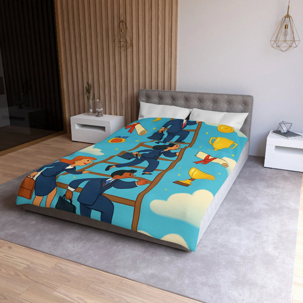 Housse de couette ludique : Échelle des réussites avec trophées et médailles colorées