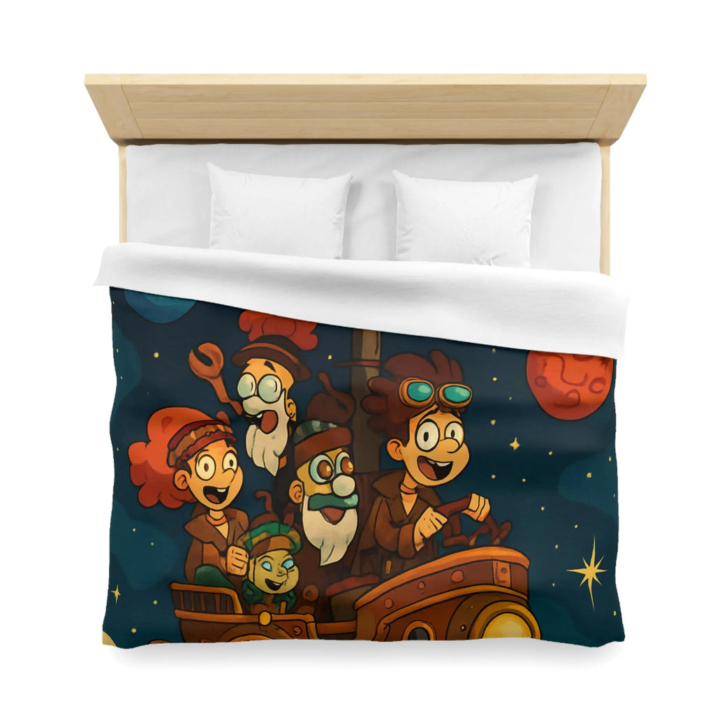 Housse de couette magique pour enfant avec voyage spatial et planètes souriantes colorées