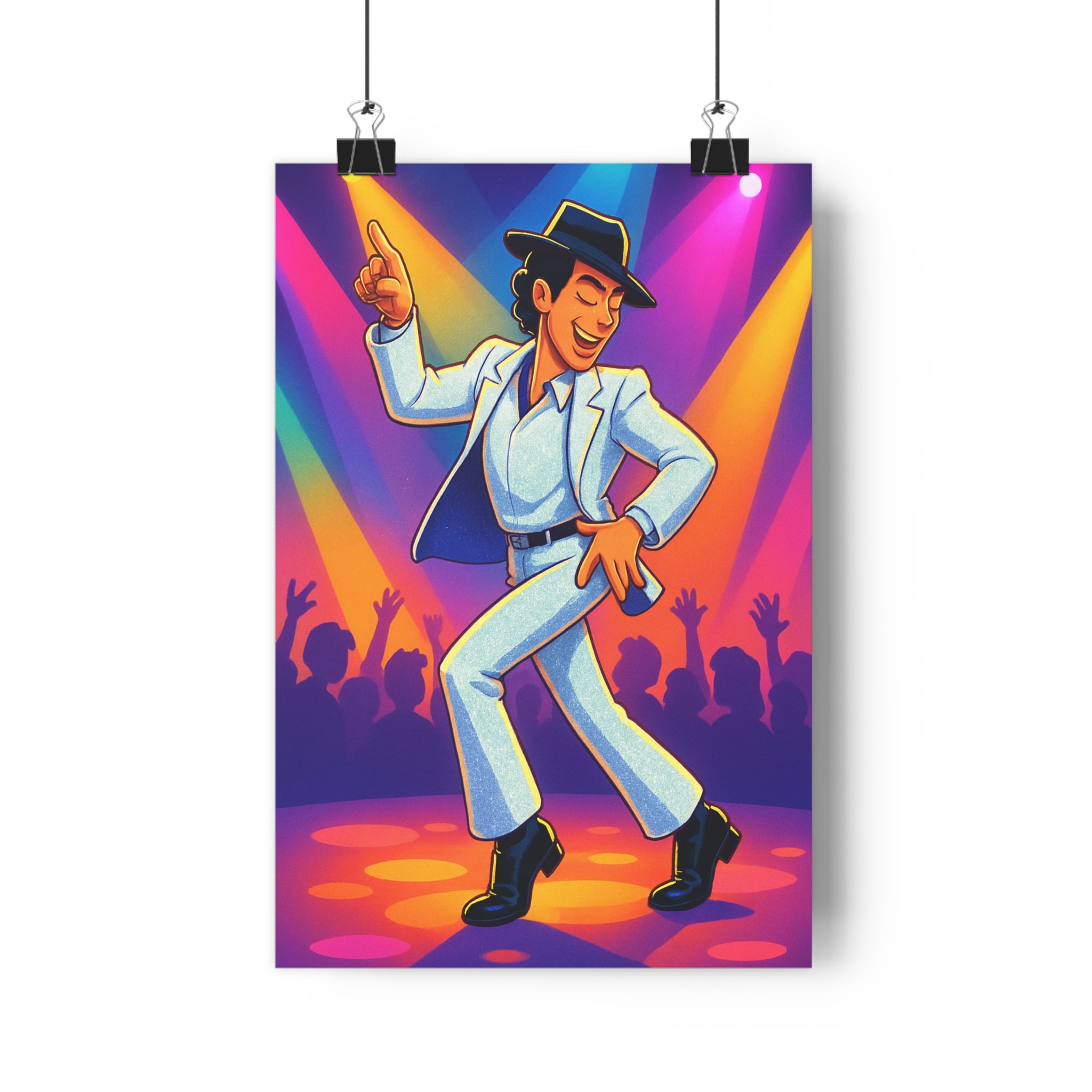 Poster décoratif danse cartoon violet jaune orange dynamique joyeux salon chambre bureau moderne vibrant