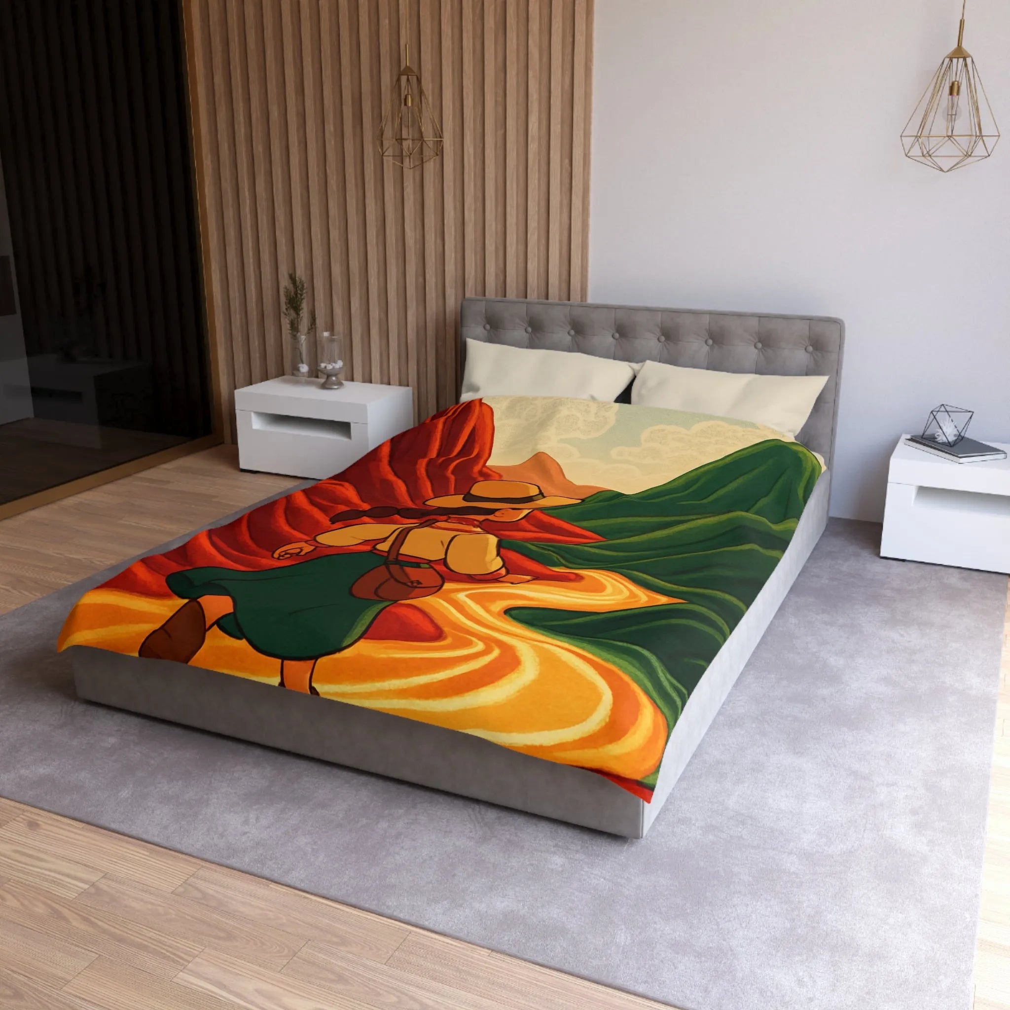 Housse de Couette Microfibre Art Graphique Contemporain Style Décoratif Chambre Tendance