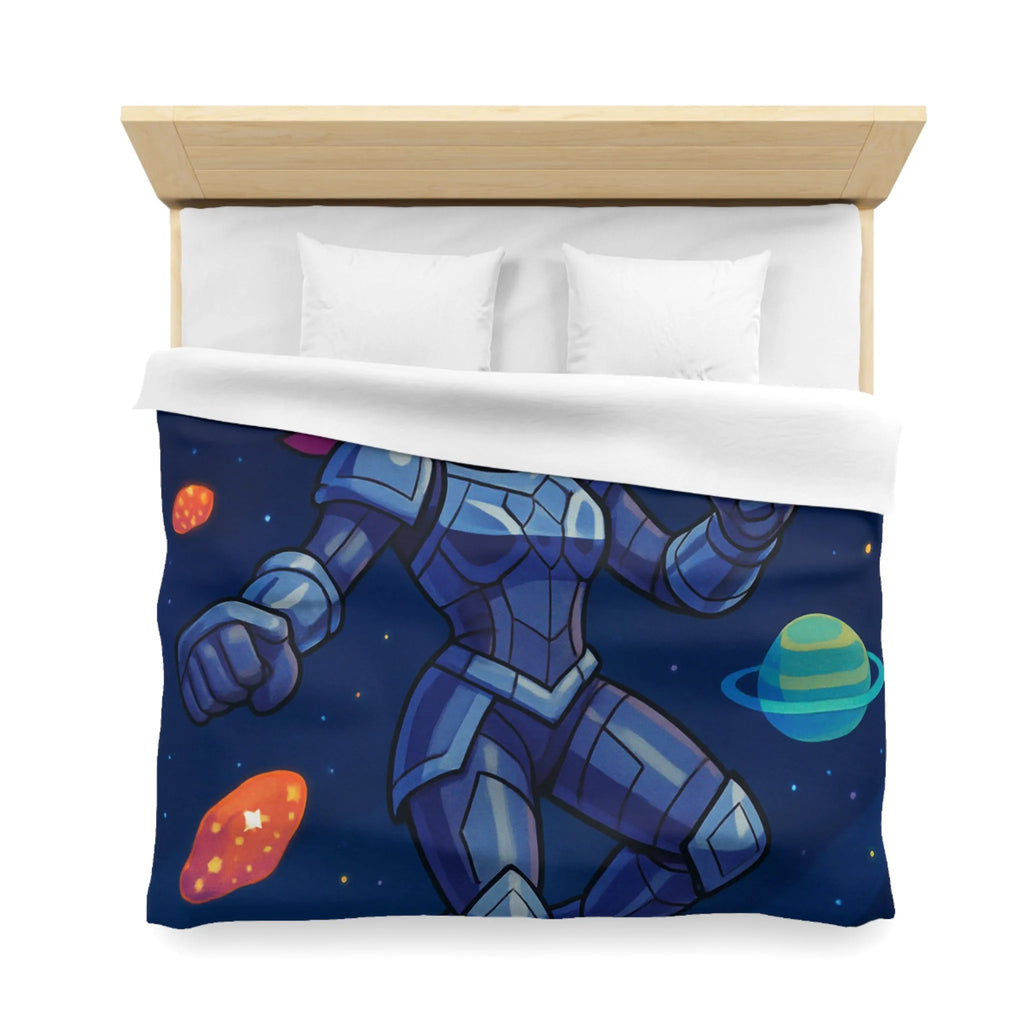 Housse de couette astronaute colorée avec planètes et étoiles thème aventure spatiale