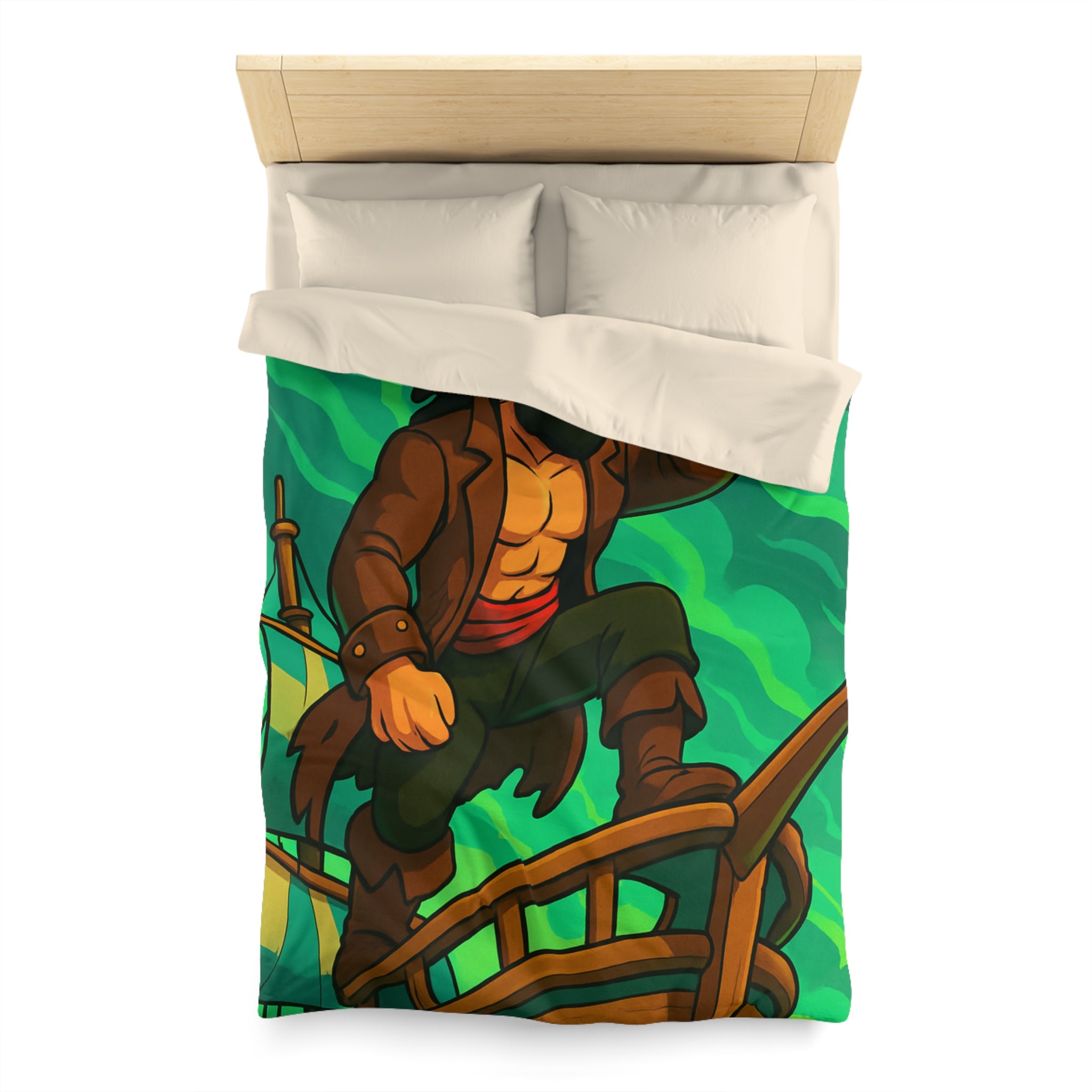 Housse de couette pirate en quête d'aventure sur un navire, ambiance animée et colorée