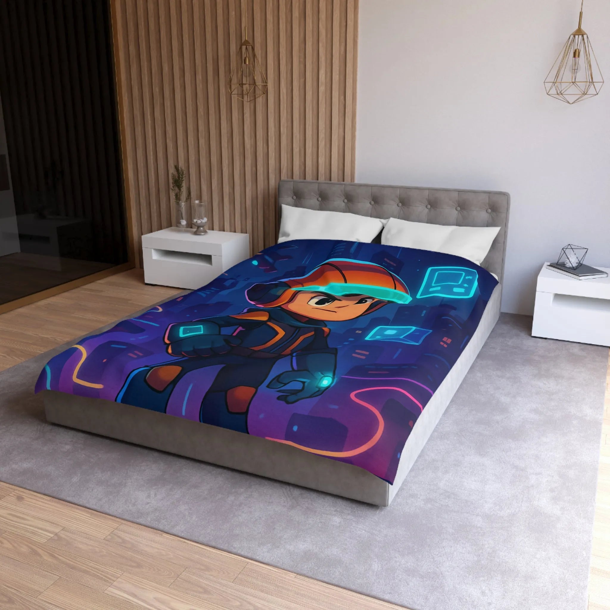 Envolez-vous avec housse de couette futuriste explorateur cosmique lumineux pour enfants