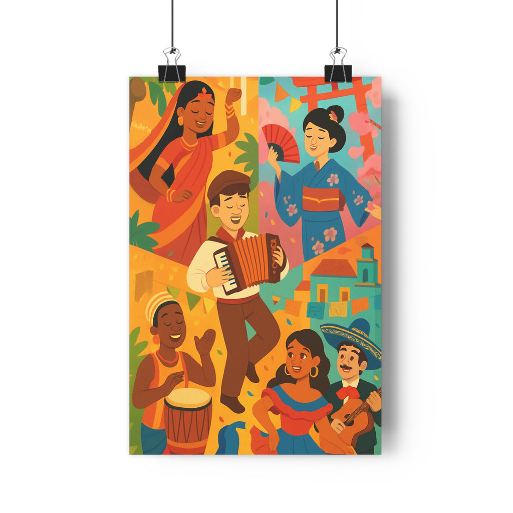 Poster décoratif cartoon couleurs vives culture festive joyeuse salon chambre ambiance chaleureuse unique tendance