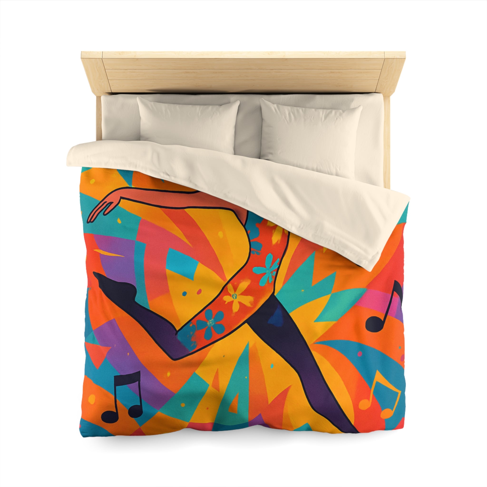 Housse de couette vibrante avec danseur aux couleurs éclatantes et motifs musicaux