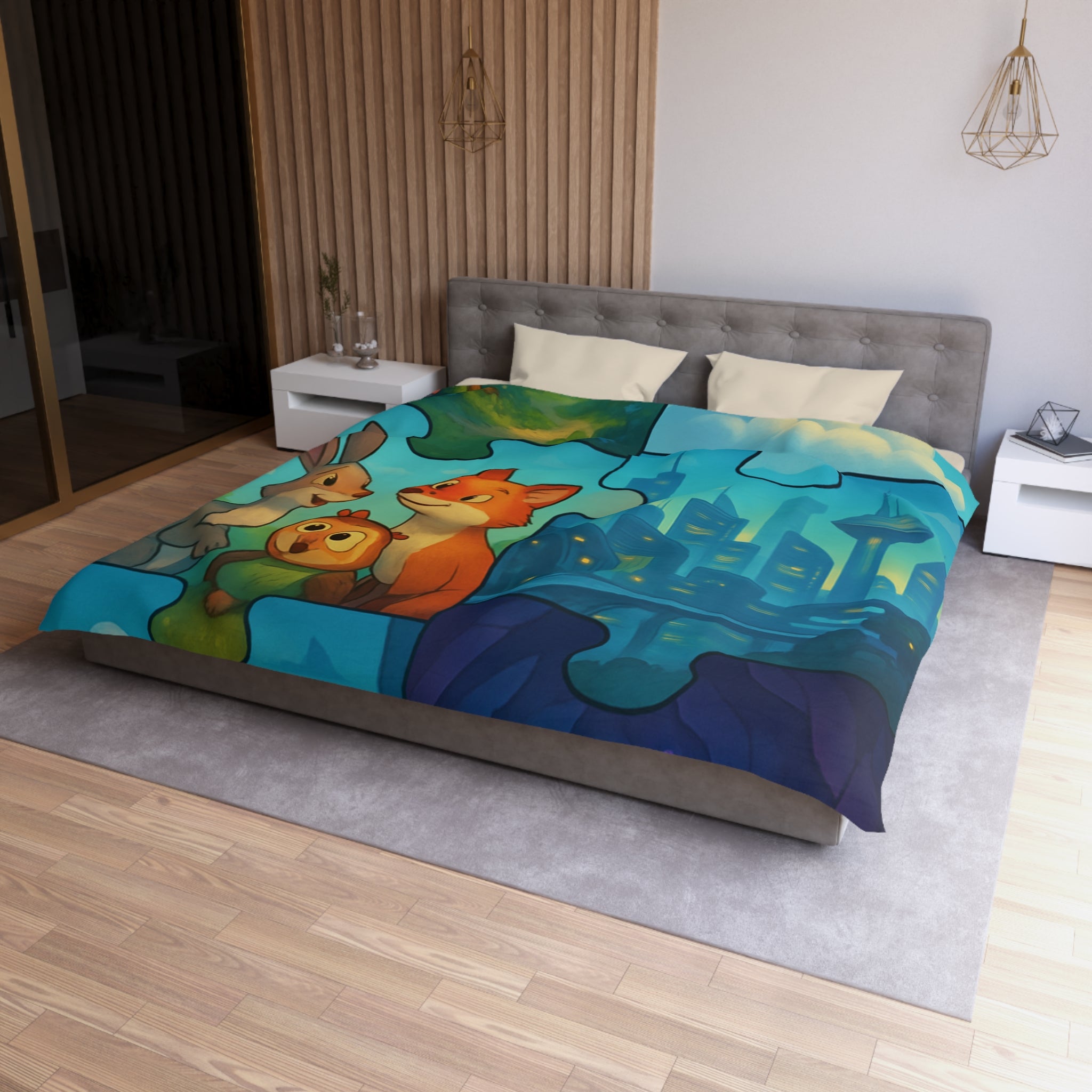 Housse de Couette Microfibre Design Artistique Moderne Décoration Chambre Confort Premium