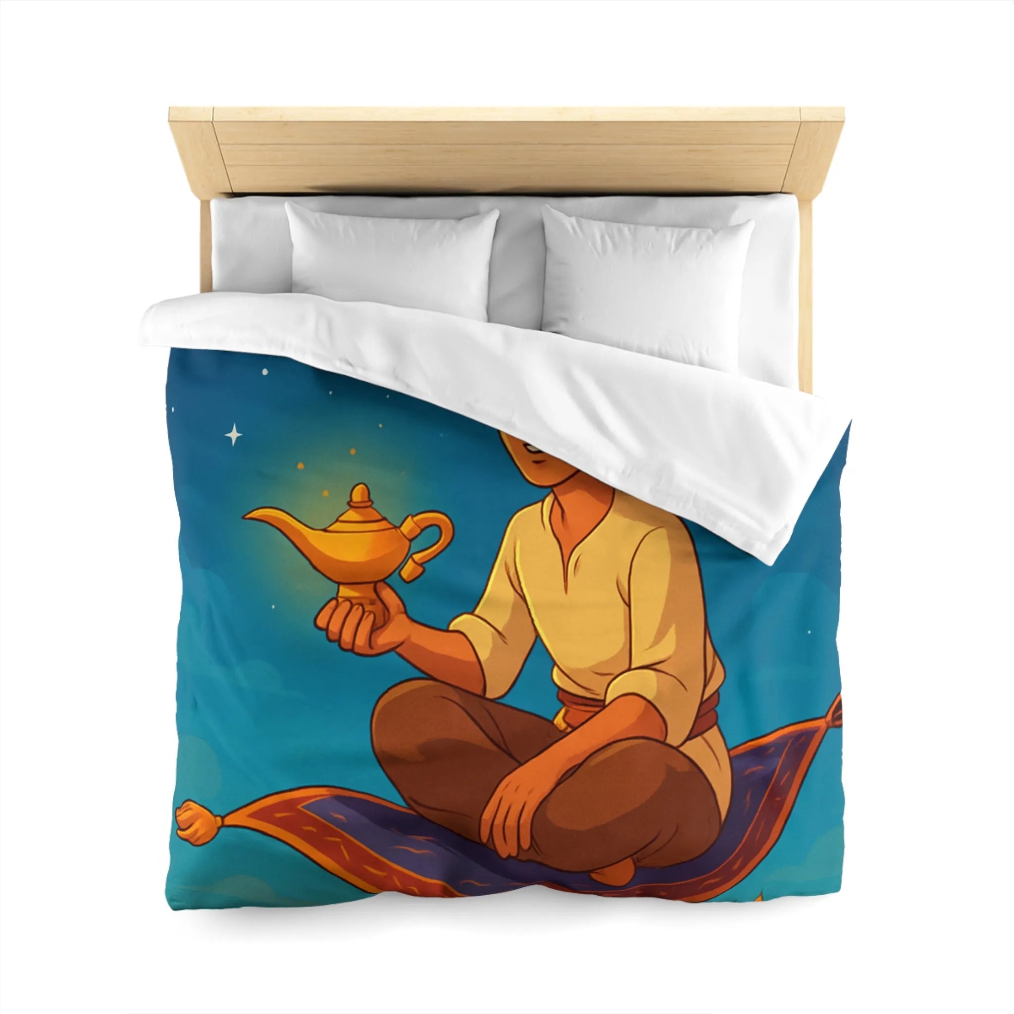 Housse de couette magique thème oriental avec tapis volant et ciel étoilé