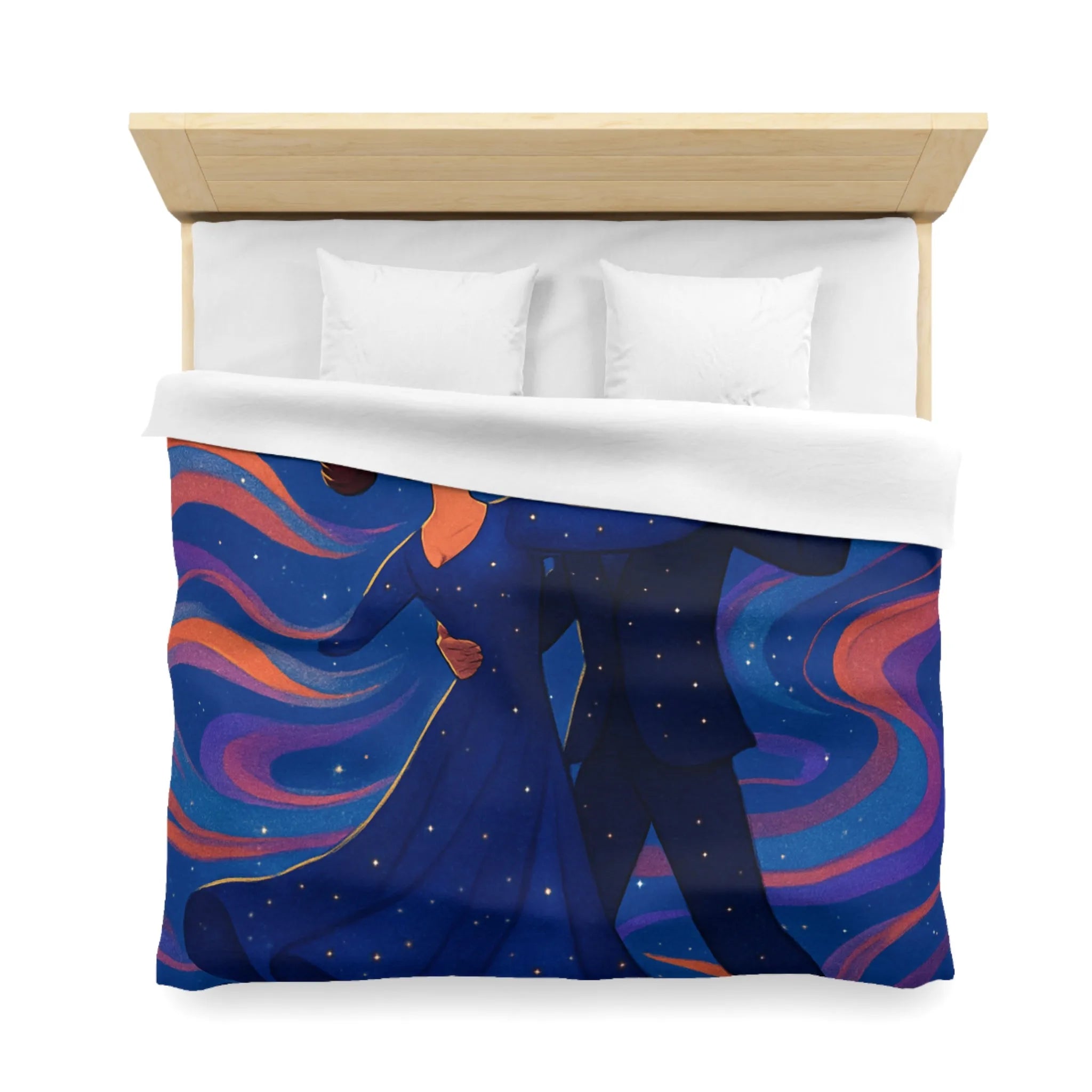 Housse de couette dansante sous la lune avec motif étoilé coloré et romantique