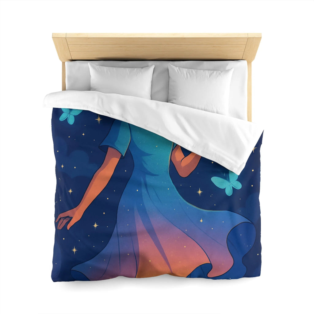 Housse de couette enfant rêve étoilé fille flottant avec globe et papillons