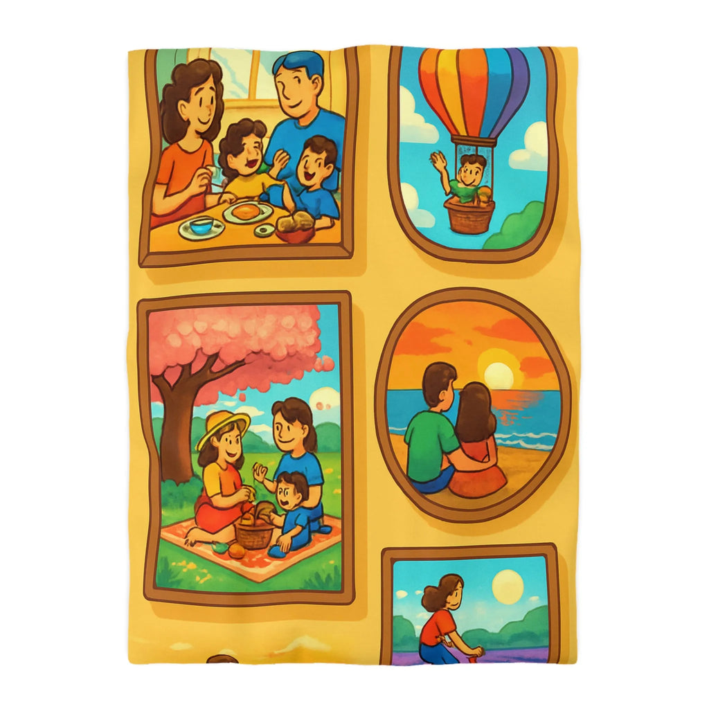 Housse de couette imprimée scènes chaleureuses de famille pour chambre à coucher confortable