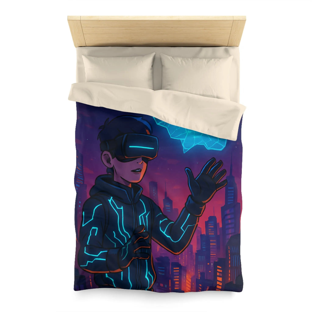 Housse de couette avec illustration futuriste de réalité virtuelle et drone lumineux