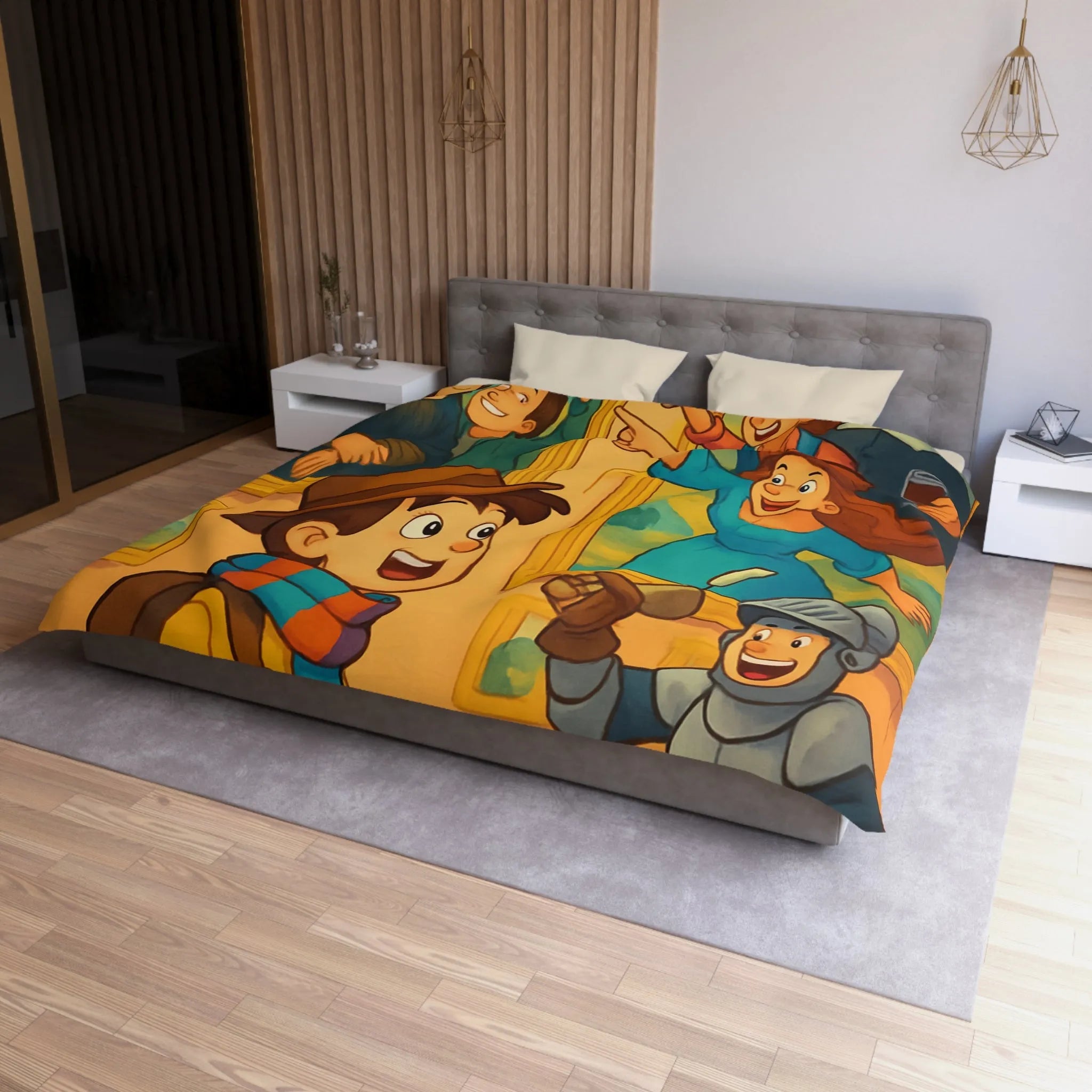 Couette Enfant Haute Qualité Motif Musée Aventure Jeux Joyeux Chevalier Éducatif Coloré