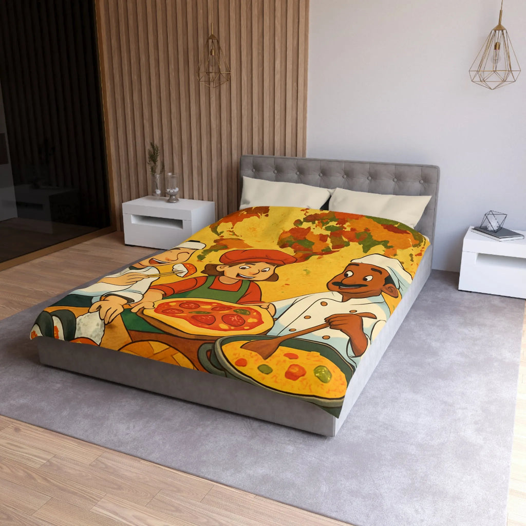 Housse de Couette Cuisine Culturelle : Carte du Monde et Chefs Gourmands