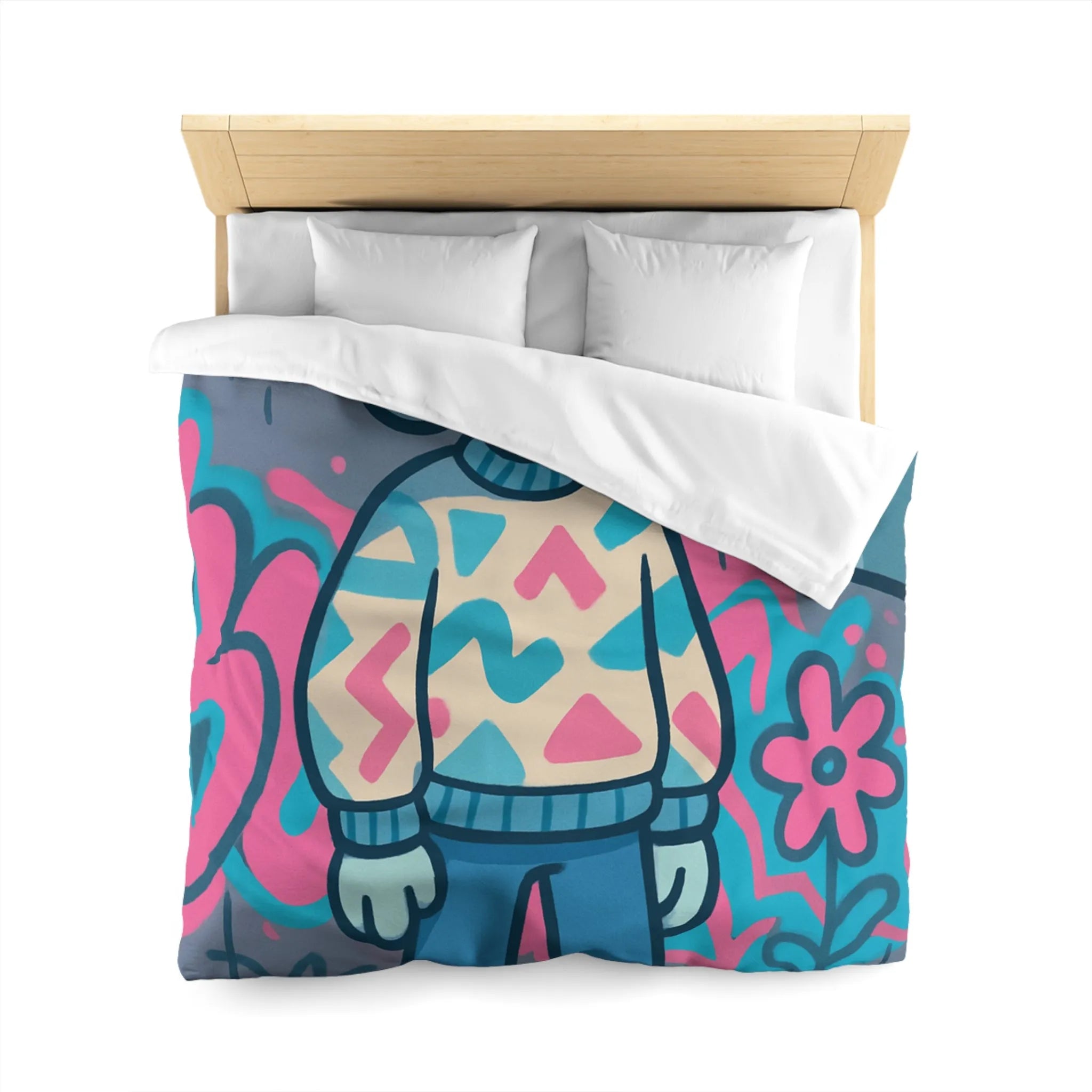 Housse de Couette Design Nuage et Street Art pour Chambre Fun et Colorée
